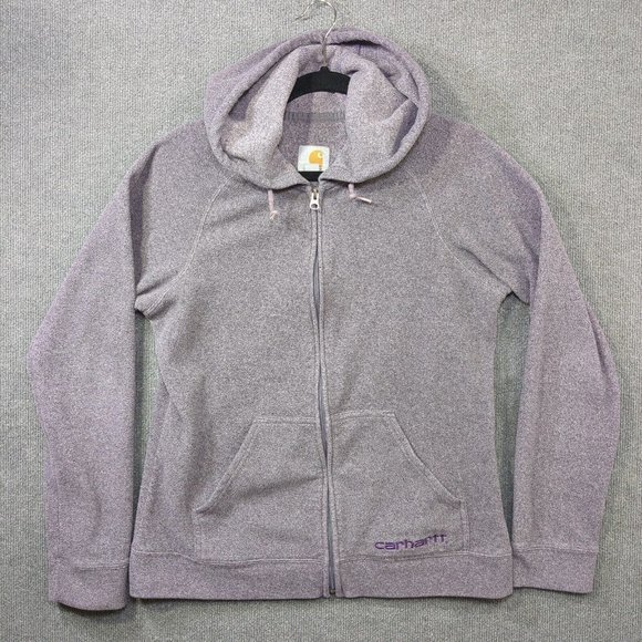 Carhartt Tops - Carhartt Fleece Hoodie Womens Large 12-14 Full Zip Purple Sweatshirt Boyne